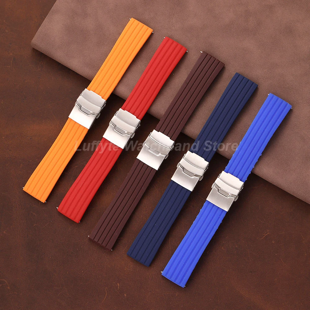 Men's Waterproof Silicone Watch Band with Tire Texture - Quick Release, Casual Replacement Strap