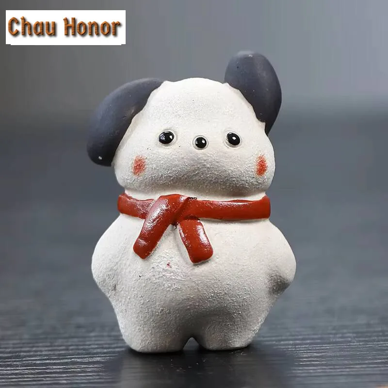 Boutique Puppy Purple Clay Tea Pet Lucky Zodiac Dog Tea Figurine Play Can Be Raised Tea Statue Tea Ceremony Cha Supplies Gift