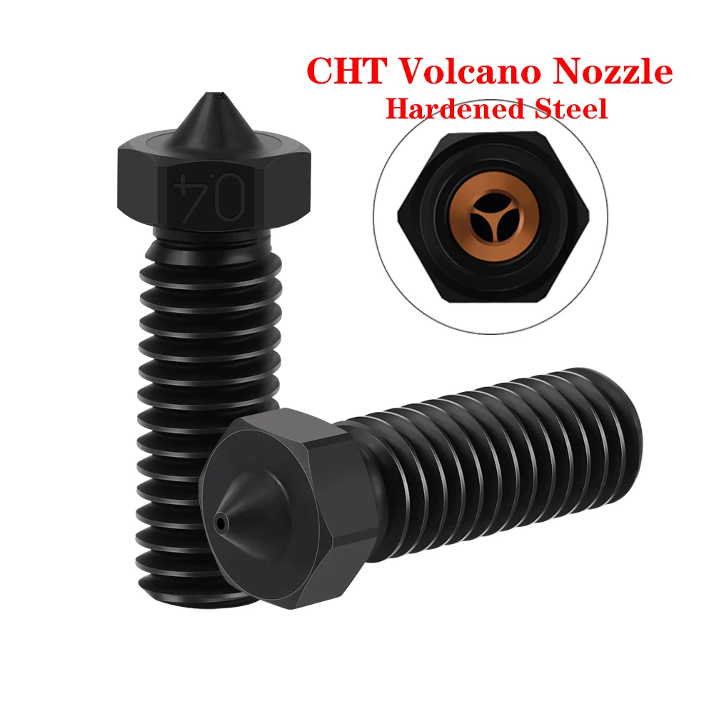 Volcano Nozzle CHT Hardened Steel Nozzle 3D Printer High Flow 500° Nozzles for Ender 3 Artillery Vyper Prusa i3 Hotend Parts