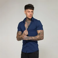 Summer Men's Shirt European American Fashion Trend Slim Fit Shirt For Men Cardigan T-shirt Mens Short Sleeve Shirt Men Blouse 1
