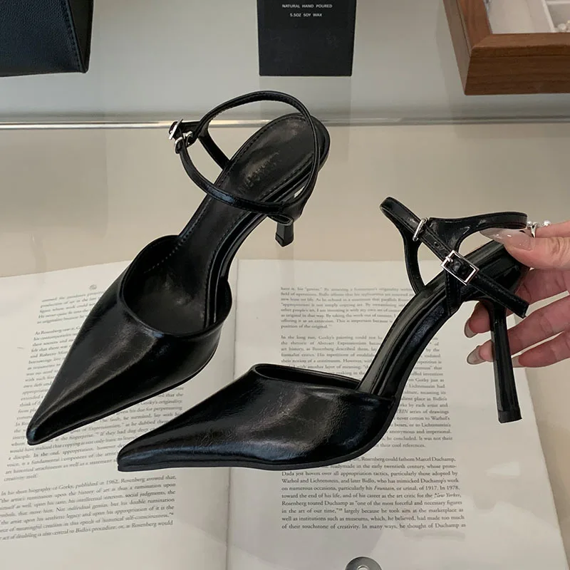 New In 2025 Footwear Shallow Ladies High Heels Shoes Female Pointed Toe Sandal Fashion Ankle Strap Women Heels Pumps Shoes Mules 3