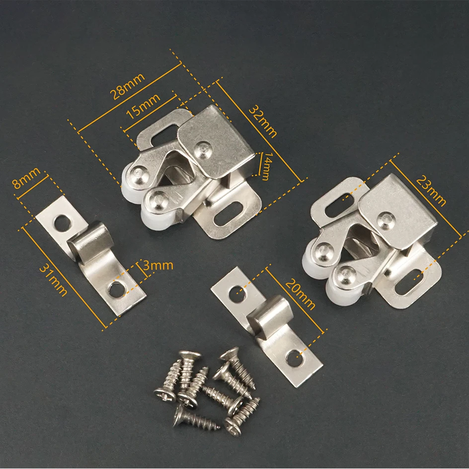 Description Picture 3 of item20 Sets Cabinet Roller Catch Door Stop Closer Stoppers Damper Buffer Clasp Latch for Wardrobe Cupboard Furniture Hardware