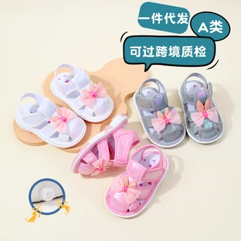 Scarpe da bambino stridulo Sandalo estivo di alta qualità Divertente bambino Suono Prewalking Sneaker Carino Farfalla-Bowknot per bambine MY2401 1