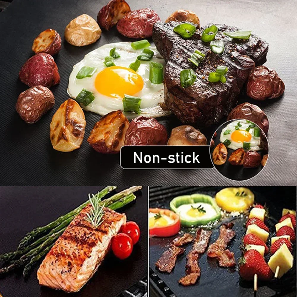 BBQ Grill Mat Barbecue Outdoor Baking Non-stick Pad Reusable Cooking Plate 40 * 33cm for Party PTFE Grill Mat Accessories