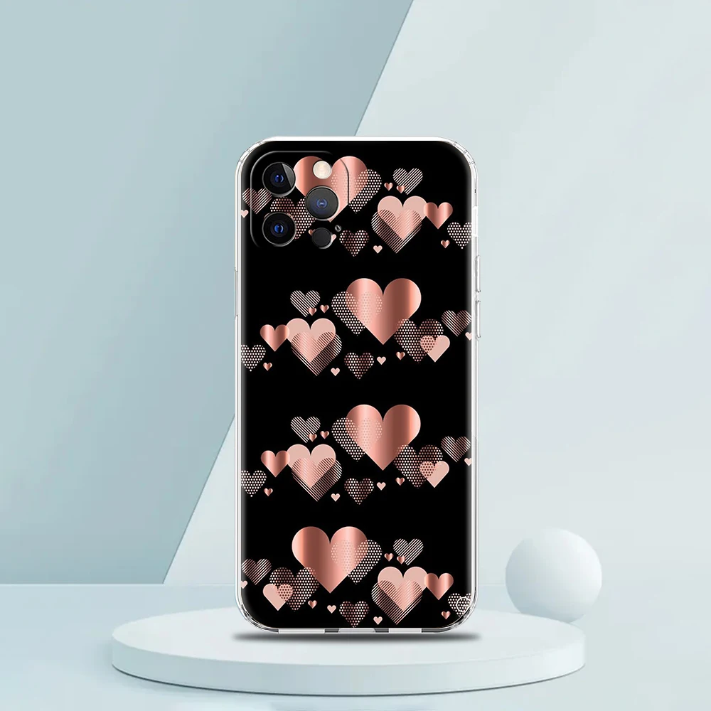 Gold Rose Love Heart Luxury Soft Silicone Clear Phone Case