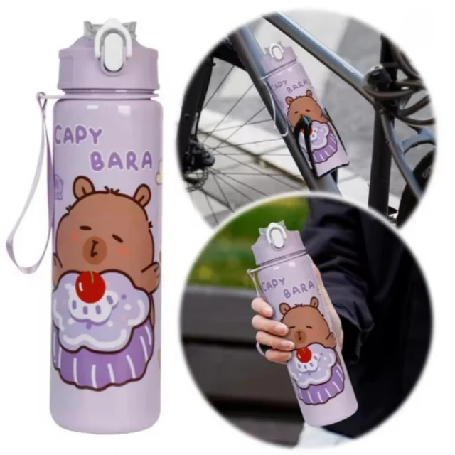 700ml Capybara Cute Water Cup with Straw & Handle Sports Water Bottle Large Capacity Travel Water Cup for Fitness Sports 5