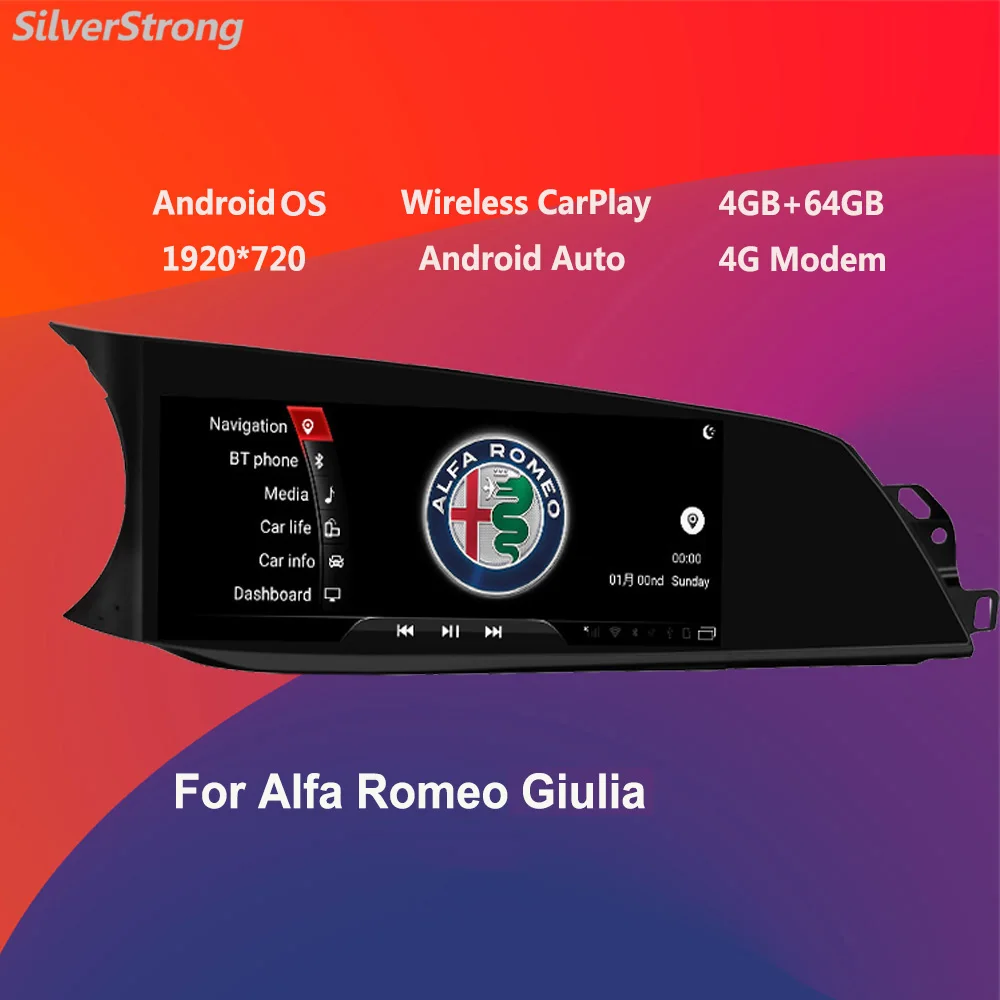 

Qualcomm Snapdragon 8Core for Alfa Romeo Giulia Android Stelvio CarPlay Multimedia Screen Tablet 1920*720P Blue Ray Anti Glare