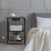 Bedside table with charging station, 3-story side table with USB port and socket, side table with living room with storage rack 3