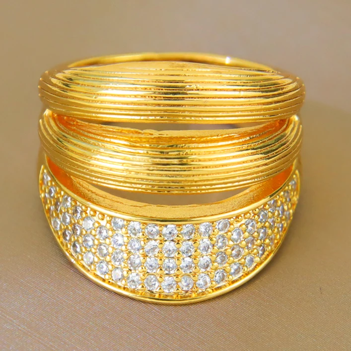 Luxuriöse Dubai Hip-Hop Chunky Ringe 21k Vergoldet Nahöstliche Mode Zirkonia Punk-Ringe Damen Hochzeit Party Schmuck Geschenke – Detail 9