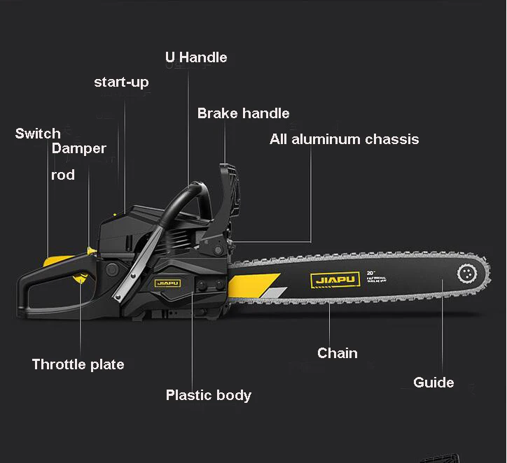 1280W Chain Saw Gas oline Logging Saw High-power Chainsaw Arboriculture Cutting