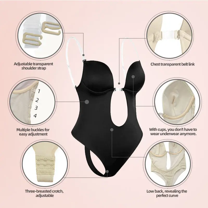 Bodysuit Shapewear Backless Underwear Sexy Thong Women Wedding Slimming  Leotard Push Up Corset Sexy Bodysuit Faja Body With Bra