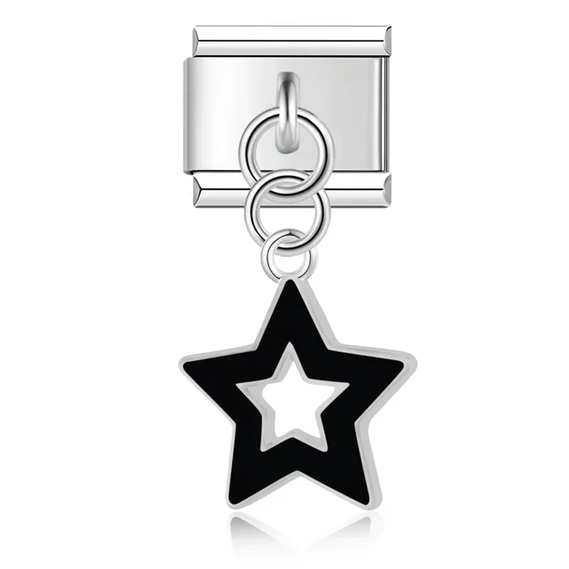 Hapiship Fashion Color Glaze Star Shiny CZ Charm Stainless Steel Bracelet