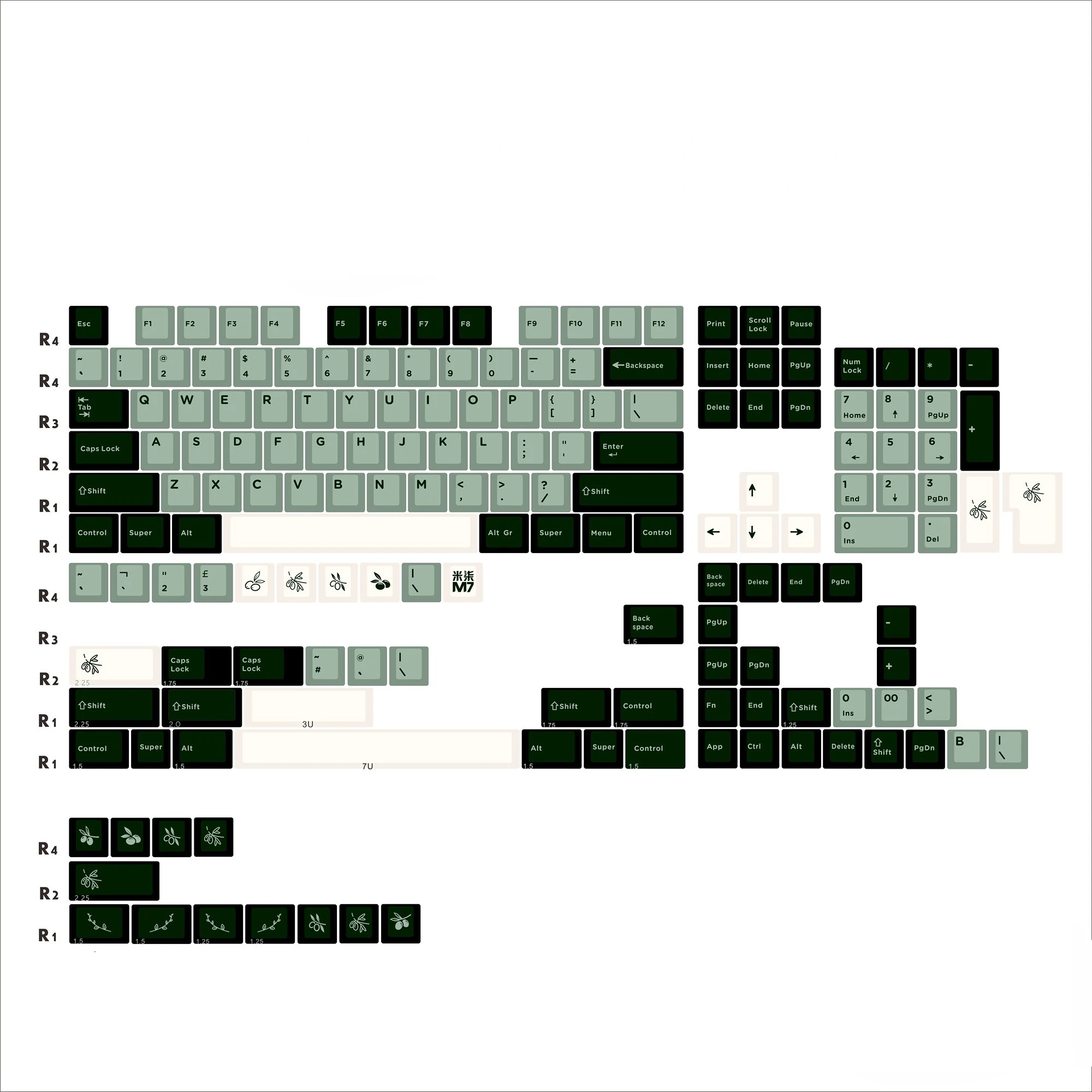 Pbt Olive Keycap Conjunto para Teclado Mecânico Sublimação Altura de Fábrica Original Teclas mx Personalizadas 170 Teclas 64 84 87 98 104 - Imagem 5