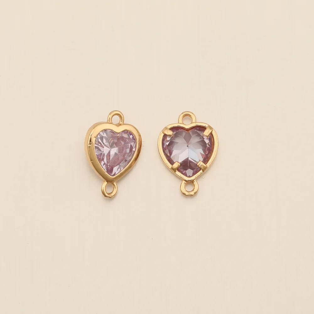 Cordial Design 10*14MM 100Pcs Jewelry Findings & Components/Rhinestone Connectors/CZ Charms/Heart Shape/Hand Made/DIY Making - cordial