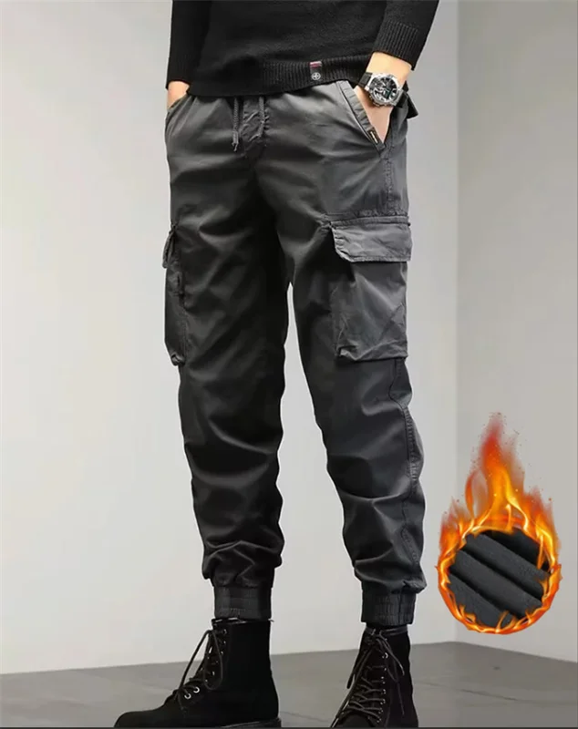 Handsome and thick windproof winter cotton pants for men with added fleece and thick warm pants  worn on top with pure cotton ba 2