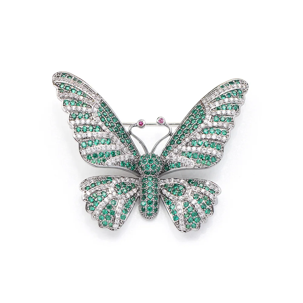 New Elegant Natural Shell Pearl Butterfly Brooches Luxury Gold-plated Zircon Temperament Insect Pins Female Clothing Accessories
