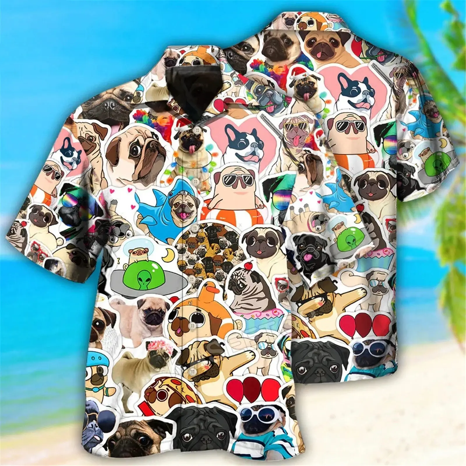 

HX забавные мужские рубашки с 3D принтом животных мопса гавайская рубашка с коротким рукавом шорты пляжная одежда для серфинга мужские комплекты Прямая поставка