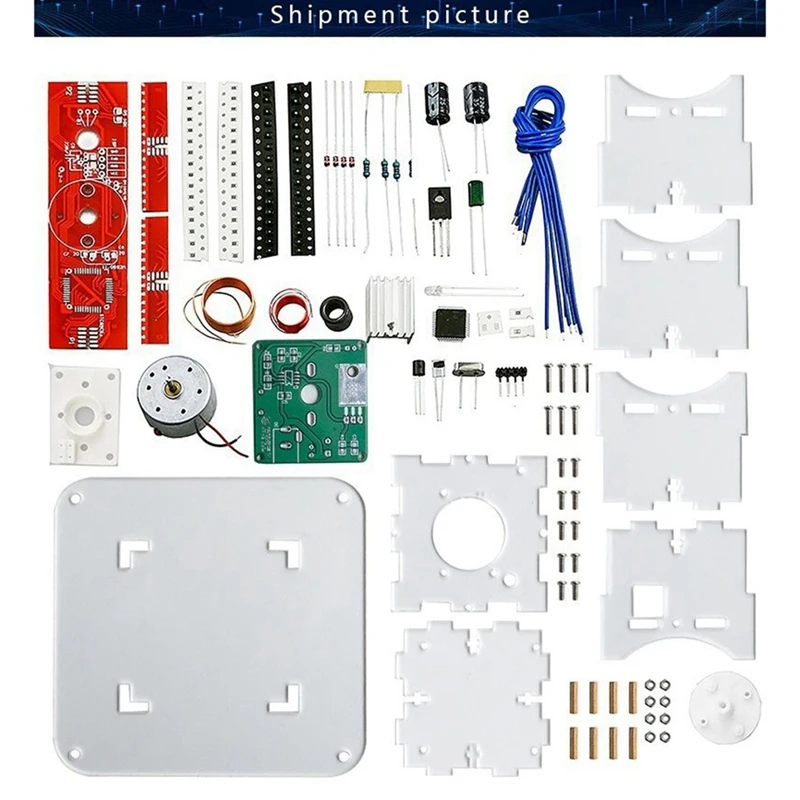 

LED Display DIY Kit 51 SCM Dual Color Cross Rotating Welding Spare Parts For Soldering Practice, Kit With Downloader Easy To Use