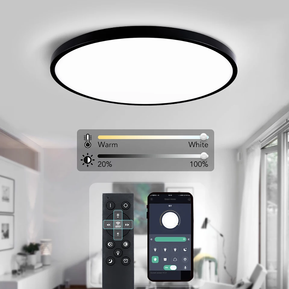 0.9inch Ultra-thin Ceiling lamp Smart APP/Remote Control LED Ceiling lights for Room Dimmable Panel light for Living Room Kichen ceiling lamp