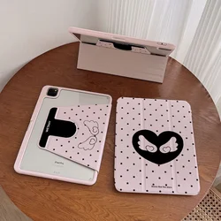 Pink Angel Wing Polka Dot Rotating Tablet Case with Pen Holder - iPadPro M4 M5 13ir (Pink)