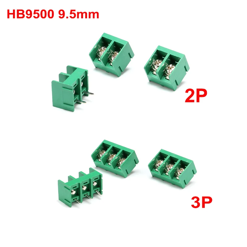 10PCS/5Pcs B9500-9.5 9.5mm Pitch 2P 3P Fence Type Spliced 300V/30A PCB  Screw Connector Terminal Block Connector Green - AliExpress