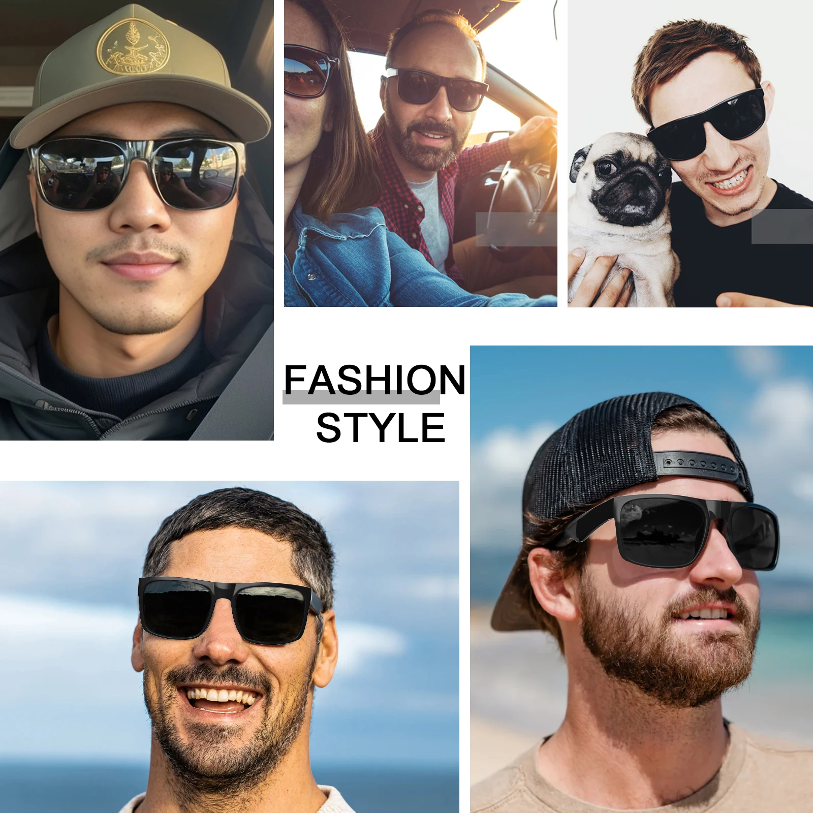 

maxjuli XL Big Wide Head Mens Dark Black Sunglasses for Men Extra Large Square Sun Glasses 149mm W8004