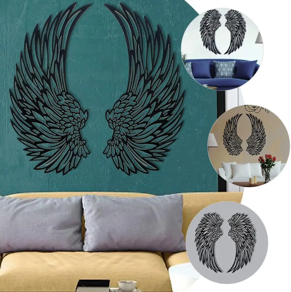 

1 Pair Angel Wings Decorative Ornaments - Metal Feather Wings for Wall Hanging Decor, Party Photography Backgrounds wall deco