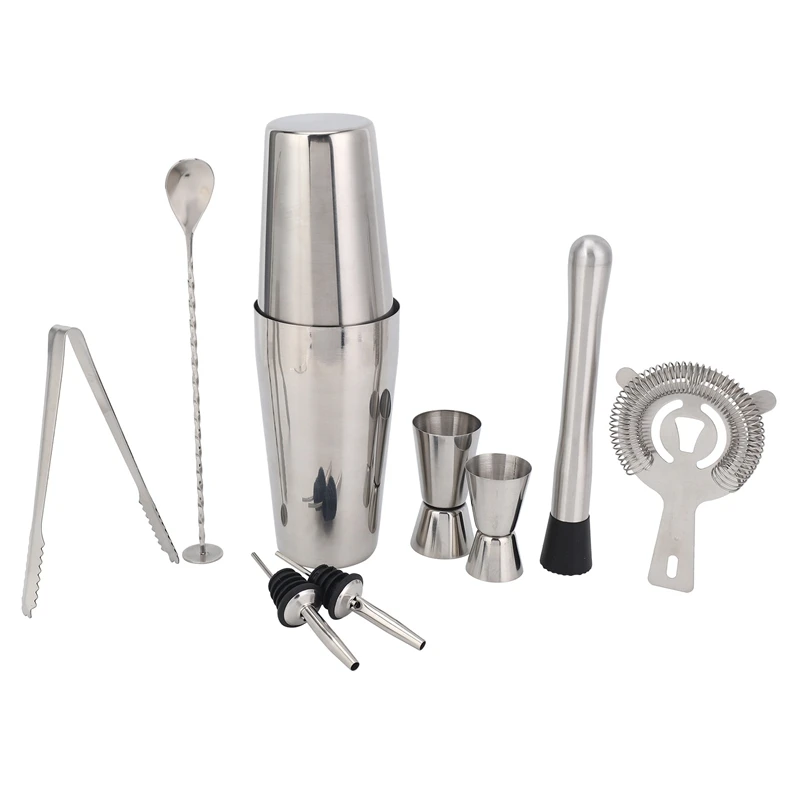 Boston Shaker Cocktail Shaker Set 18 Pezzi, Martini Shaker, Kit Barman Con Colino Hawnie/Pinza Per Ghiaccio