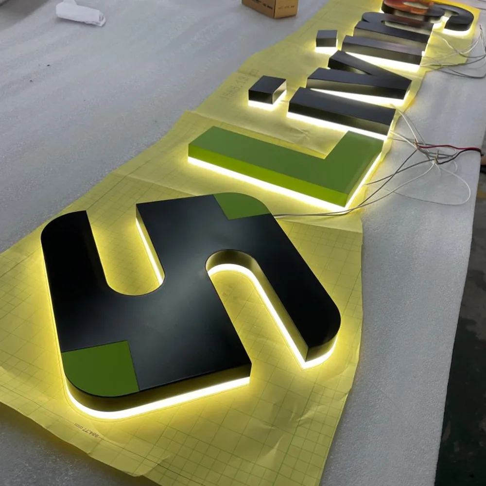 Led Custom Sign Backlit Store Channel Letters Signs Building Stainless Steel for Wall Decor Custom Backlit 3d Letter Signboard