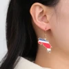 EUEAVAN Drip Oil Costa Rica Map Earrings For Women Stainless Steel Costa Rica Flag Pendant Charm Fashion Party Jewelry Gifts 5