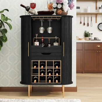 Wooden Tambour Door Wine Cabinet 1