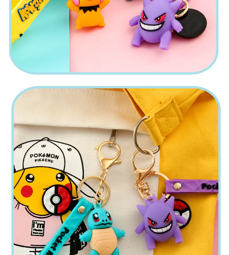 10pcs/20pcs/set wholesale Genuine Pikachu Anime Doll Keychain Pokemon Cartoon Keyring Bag Car Key Chain Ring Pendant Kids Gifts.