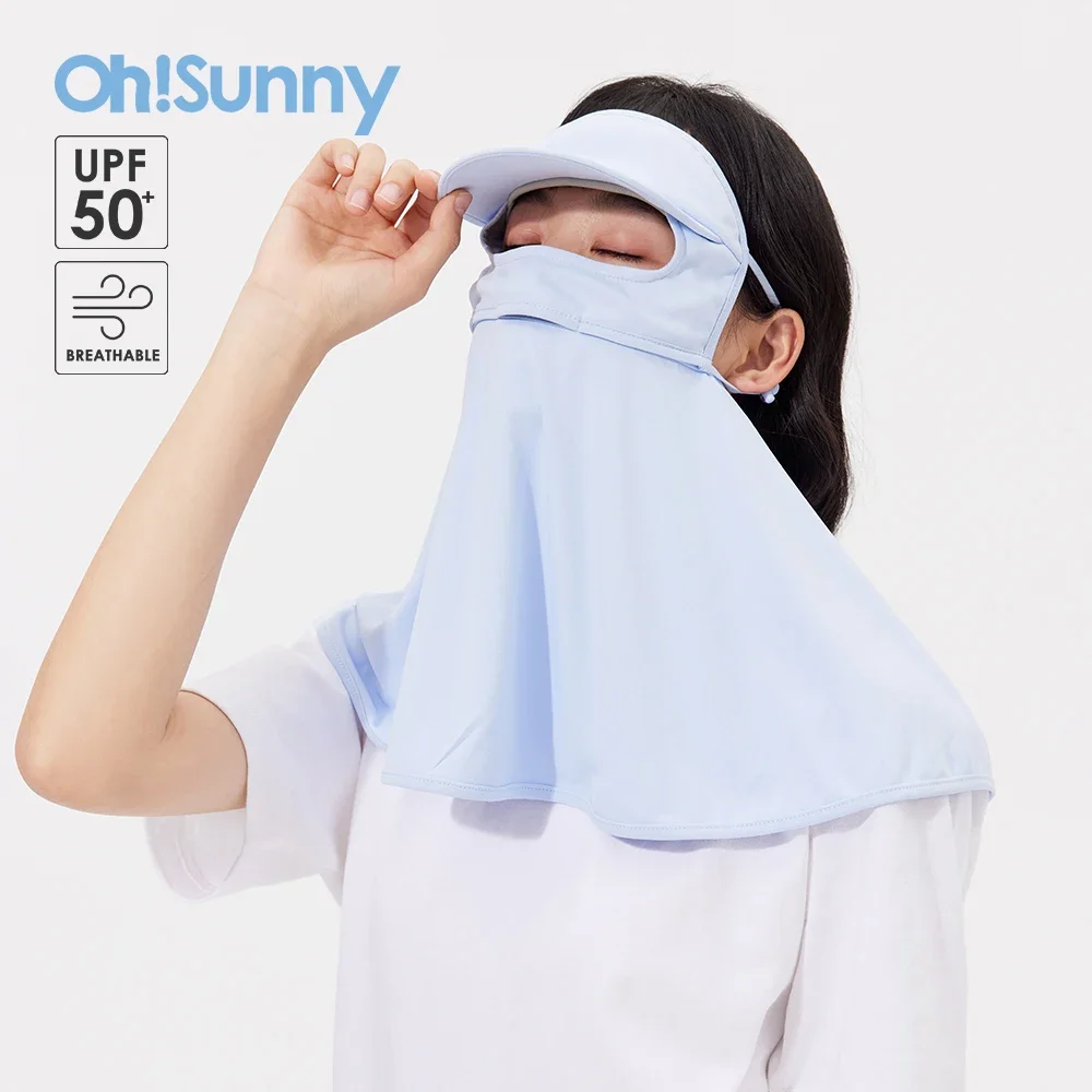 OhSunny Women Face Cover Sun Protection Scarf Golf Neck Shoulder Flap Breathable Anti-UV UPF1000+ Balaclava for Outdoor Cycling