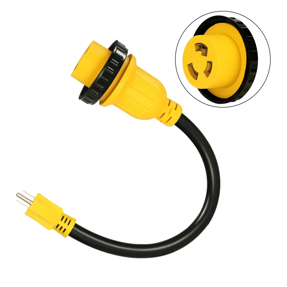 125V Universal For NEMA 5-15P Male to L5-30R Female 15 Amp to 30 Amp RV power Adapter Cord with Twist Locking For Trailer Camper