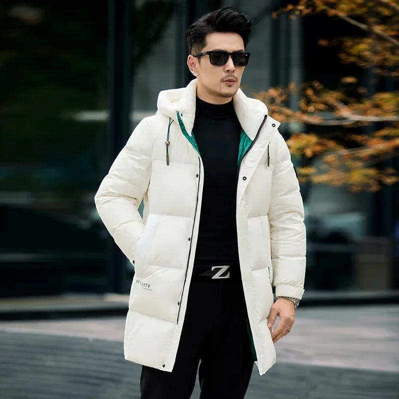 thumbnail image 1 of Ropa para hombre Chaqueta larga de invierno para hombre Chaqueta de invierno con capucha y relleno de plumón de pato para hombre Novedad 2024 en abrigos de plumón, 1 of 5