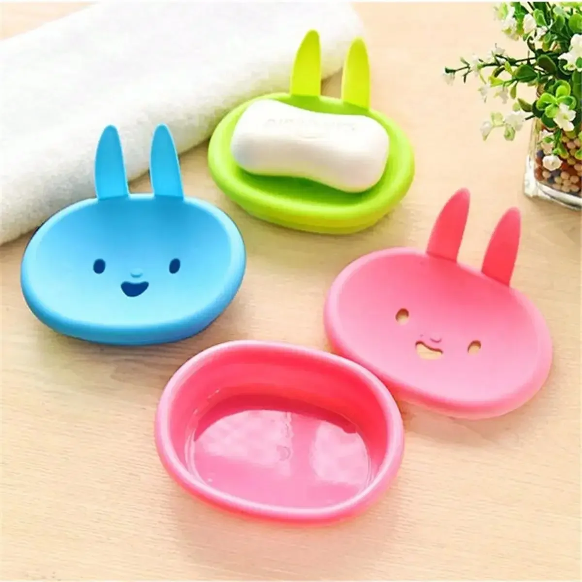 1pc - Rabbit shaped multifunctional durable soap box, hygienic storage container for home and outdoor use