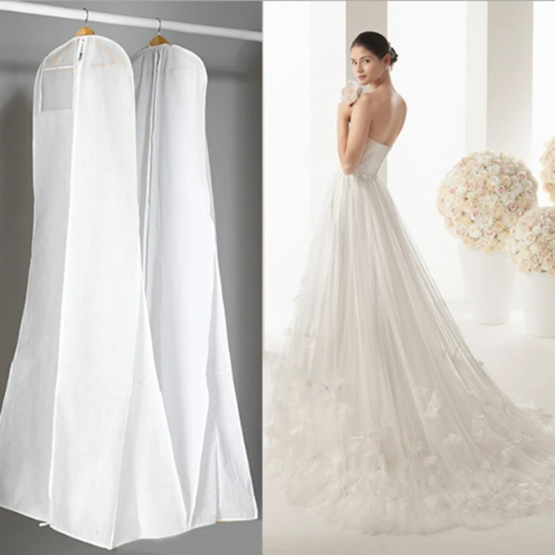 High Quality Long Wedding Dess Bag Cover Evening Dress Dust Cover Bridal Garment Storage Bag New Wedding Dust Cover