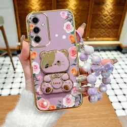3 - Piece Set: Gradient Rose Leaf Phone Case with Lanyard and Stand - Galaxy S25 FE (PURPLE)