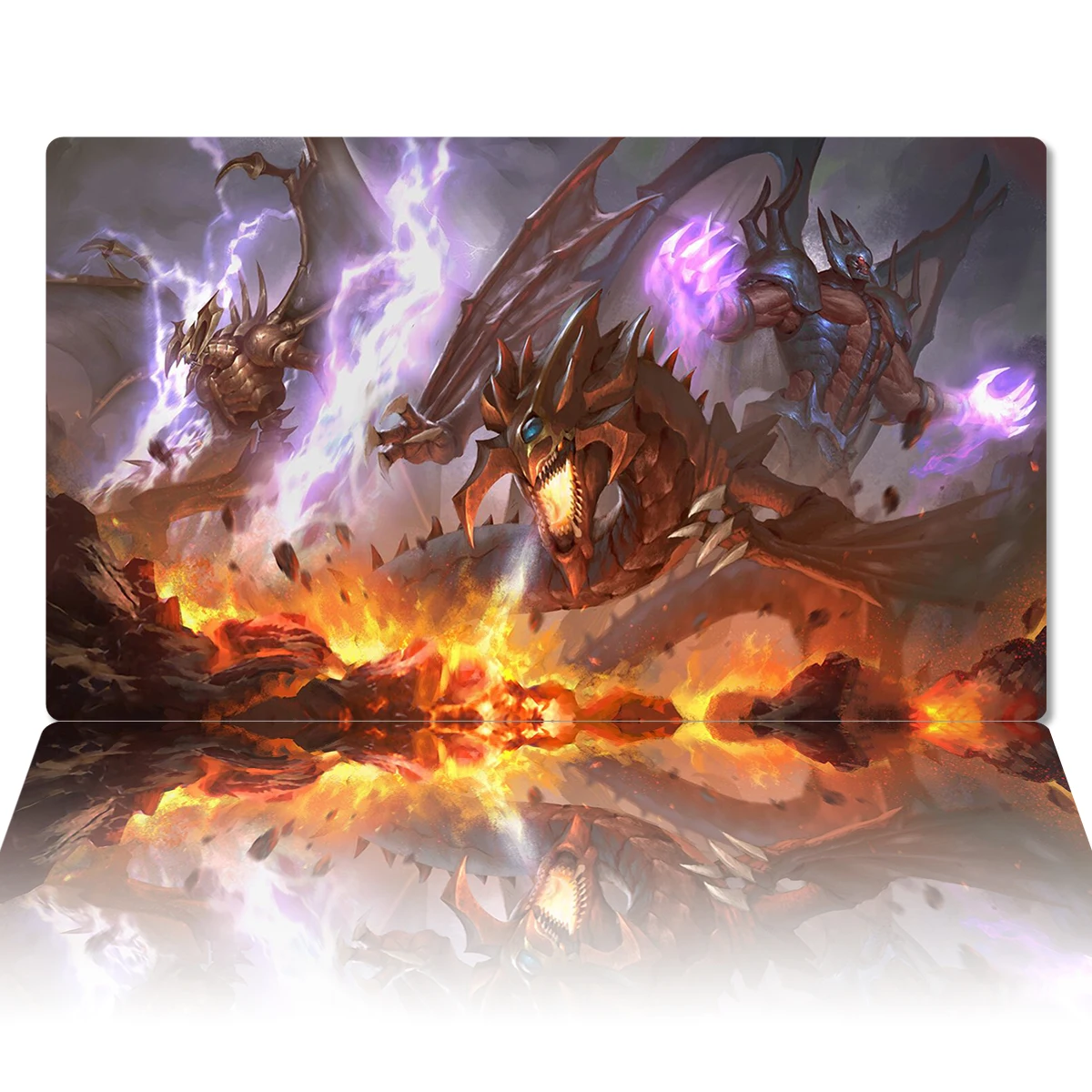 

YuGiOh Playmat The Sacred Beasts & Uria, Lord of Searing Flames TCG CCG Card Game Mat Anime Mouse Pad Desk Mat Zones Free Bag