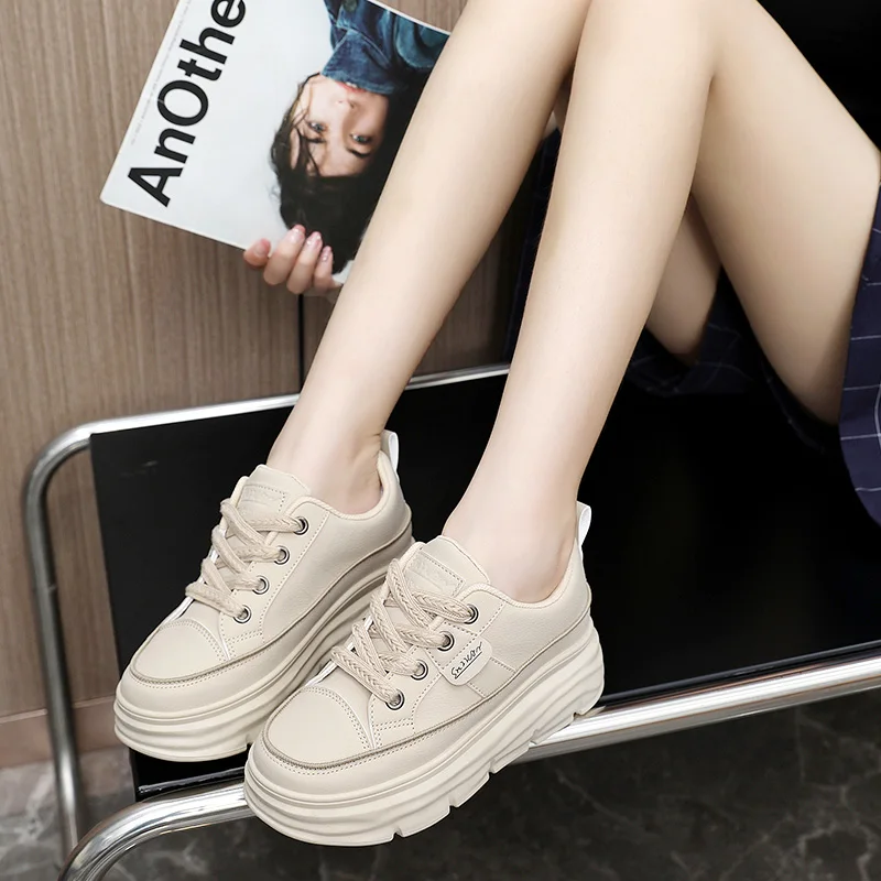 Board Shoes Ladies Spring and Summer New Small White Shoes Anti-slip Wear-resistant Casual Thick Soles Increase