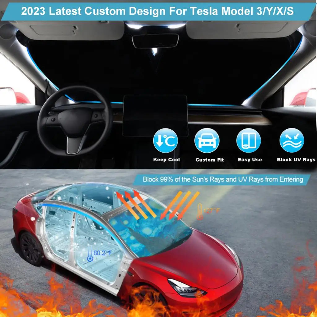 

For Tesla Model Y 3 X S Starry Sky Car Windshield Sunscreen Window Cover Visor Sun Shade Blocks UV Ray Protection Parasol Coche