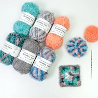 Scrubby Yarn for Scrubbies 6pcs Scrubbing Yarn Rainbow Colored Polyester for Dish Scrubber Crochet Knitting Project Craft Kit 1