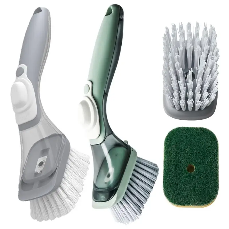 

Щетка с дозатором жидкости, многофункциональная щетка для мытья посуды с длинной ручкой, щетка для мытья посуды с искусственной кожей для кухни