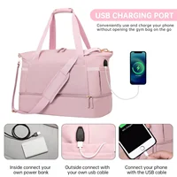 Gym Bag for Women Sports Travel Duffel Bag with USB Charging Port Weekender Overnight Bag with Wet Pocket and Shoes Compartment 2