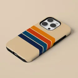 Retro Stripes Shockproof Magnetic Phone Case with Hard Acrylic Cover for iPhone 12 Mini (Magnetic)