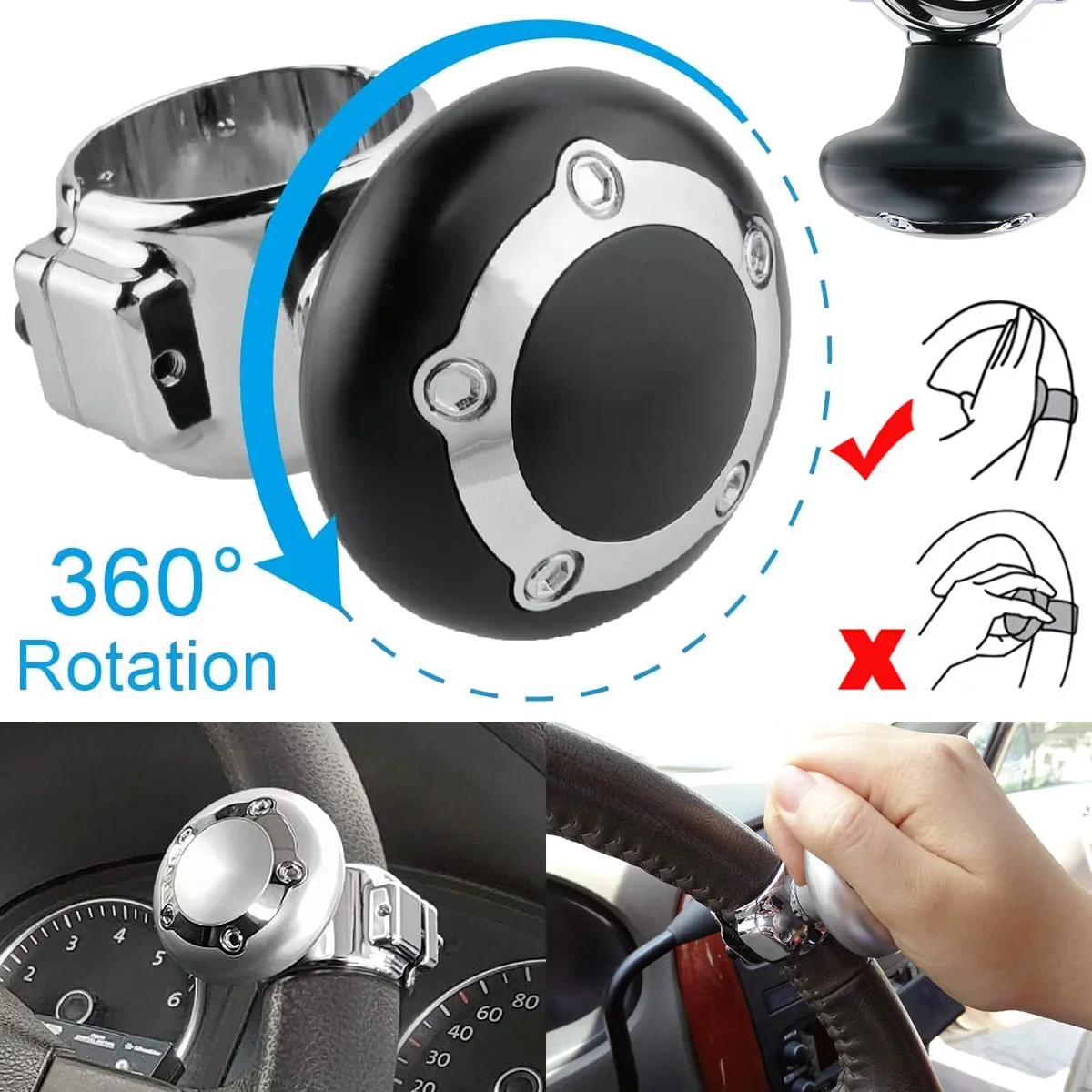 Grip Ball Turning Hand Control Universal Spinner Knob For Car Truck Tractor  Forklift Car Steering Wheel Booster 360 Degree - AliExpress