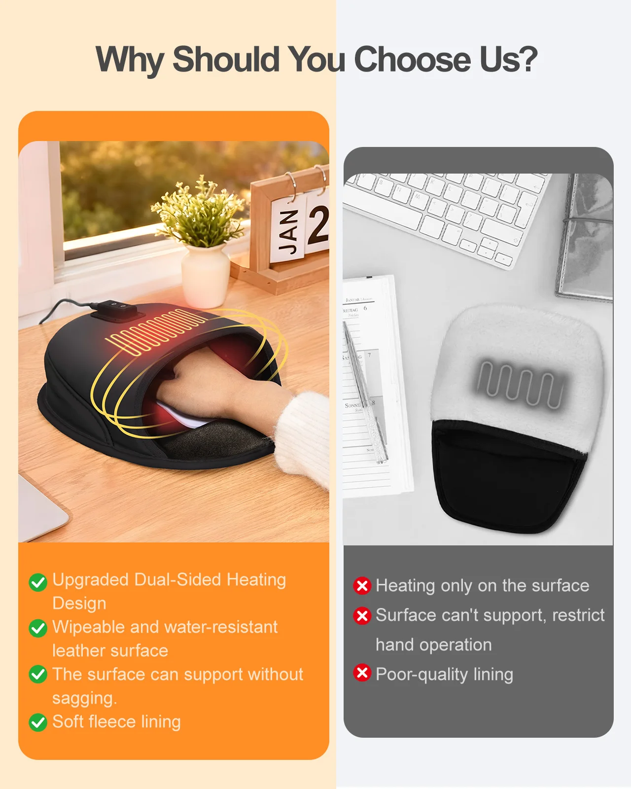 Eary 5V 2A USB Heated Mouse Pad Hand Warmer 3 Settings Temperatures 3 Timer Adjustable Winter Great Gifts for PC Users Men Women