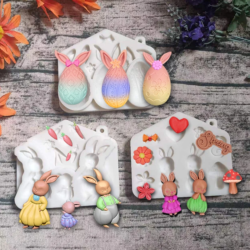 

Bunny Carrot Easter Eggs Mushroom Bow Silicone Sugarcraft Mold Chocolate Cupcake Baking Fondant Cake Decorating Tools