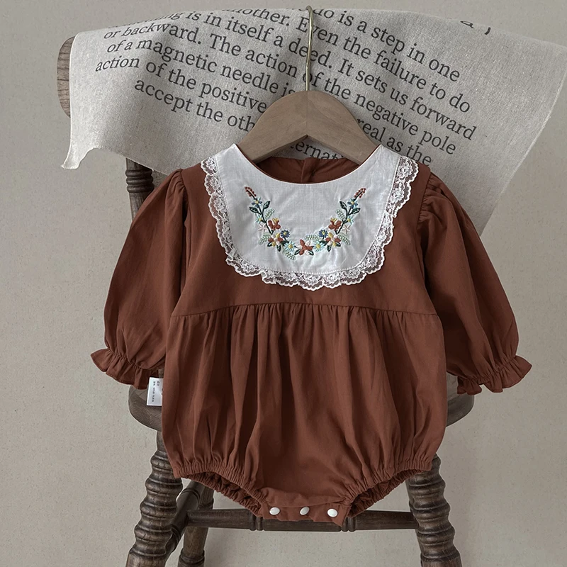 

Baby Girls Clothing Spring Infant Baby Girls Jumpsuit Autumn Long Sleeve Cotton Embroidery Flower Newborn Baby Girls Bodysuits