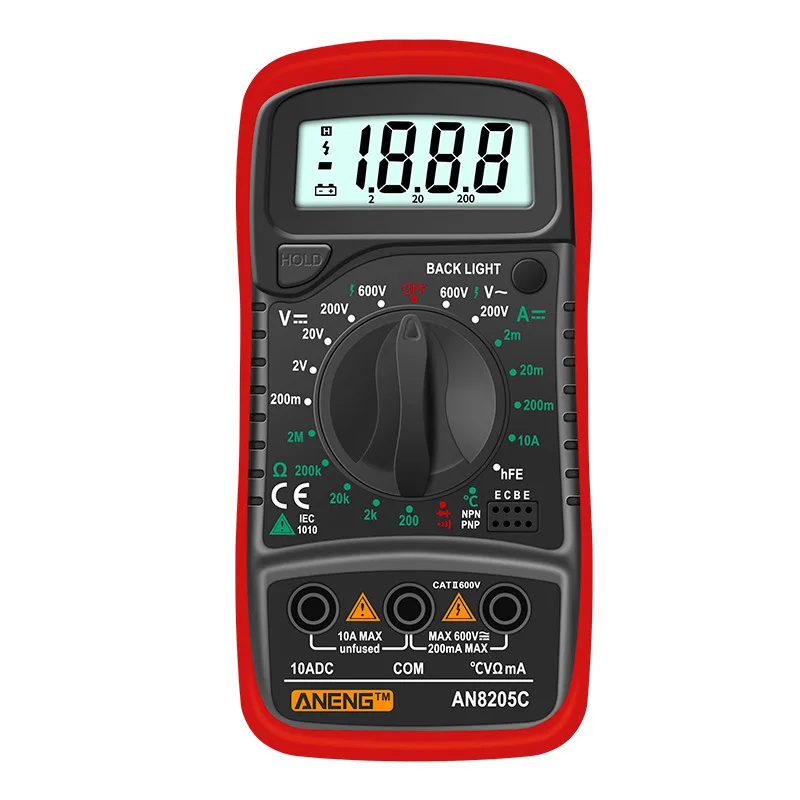 New Professional AN8205 Digital Multimeter Portable multi meter AC/DC voltage meter DC Ammeter Resistance Tester White Light HR